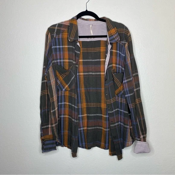 Free People Wesley Plaid Button Down Long Sleeve Top - Picture 2 of 10
